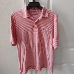 Vineyard Vines mens Polo Shirt Short Sleeve Striped Red White Size Large
